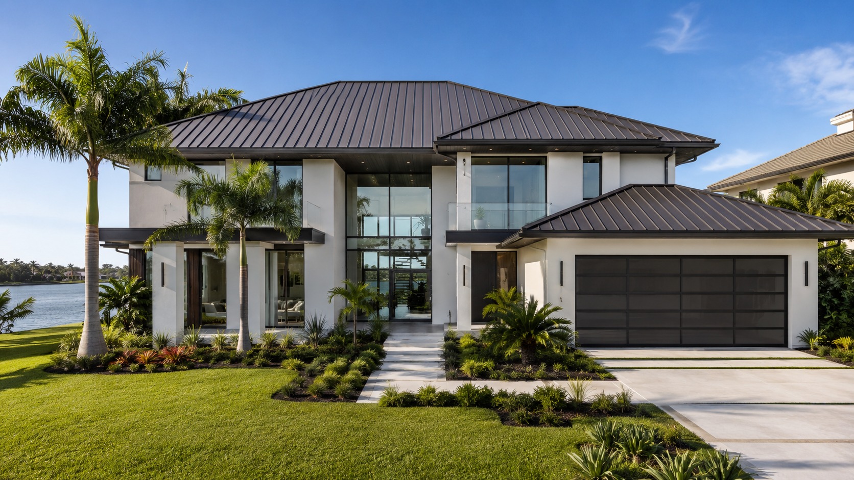 Standing seam aluminum on a contemporary Coral Gables home